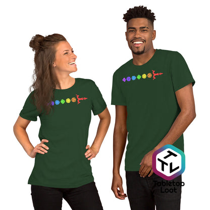 Camiseta unisex Espada de dados arcoíris